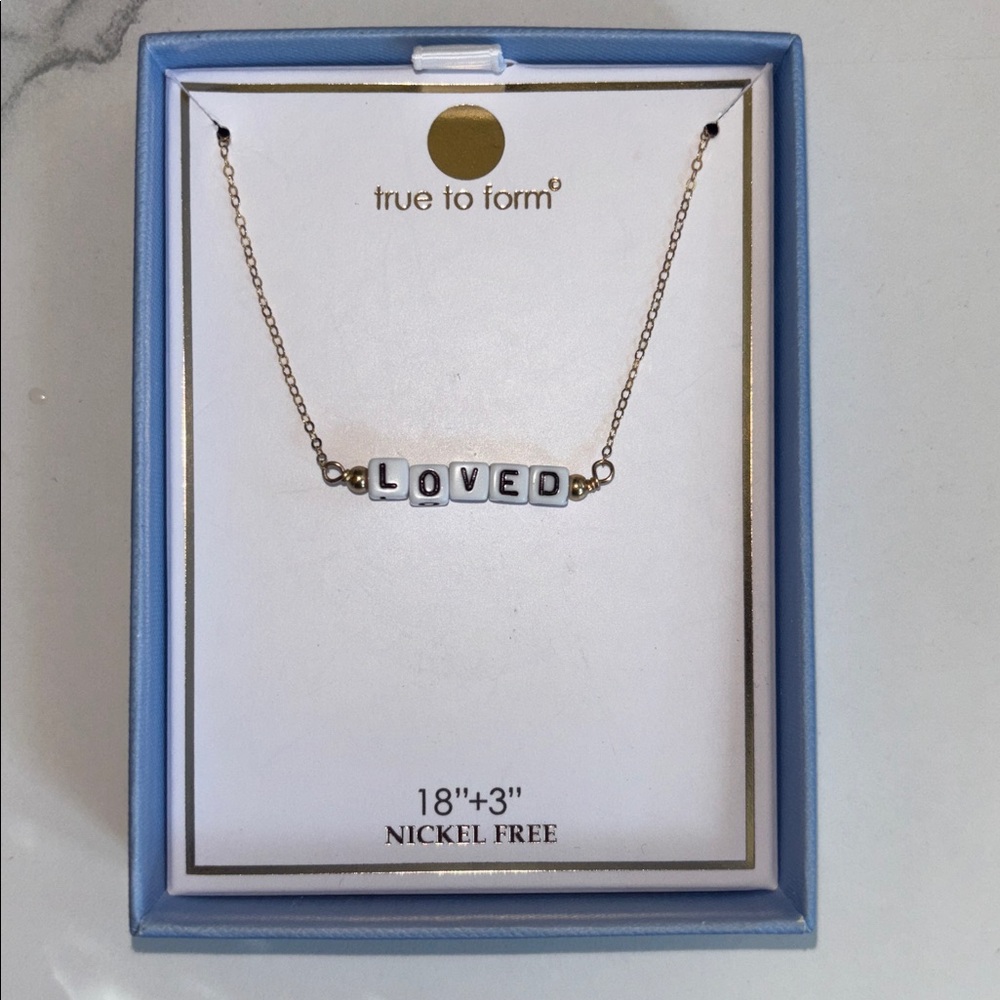 Dainty Beaded Necklace “Loved” Gold Delicate Chain